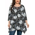 thumbnail image 1 of MODERN GOOSE Haut Grande Taille pour Femmes Manches 3/4 Lily 3X Blouse Tunique Évasée Vêtements Dentelle Col Rond Maternité Coupe Ample Vêtements, 1 of 12