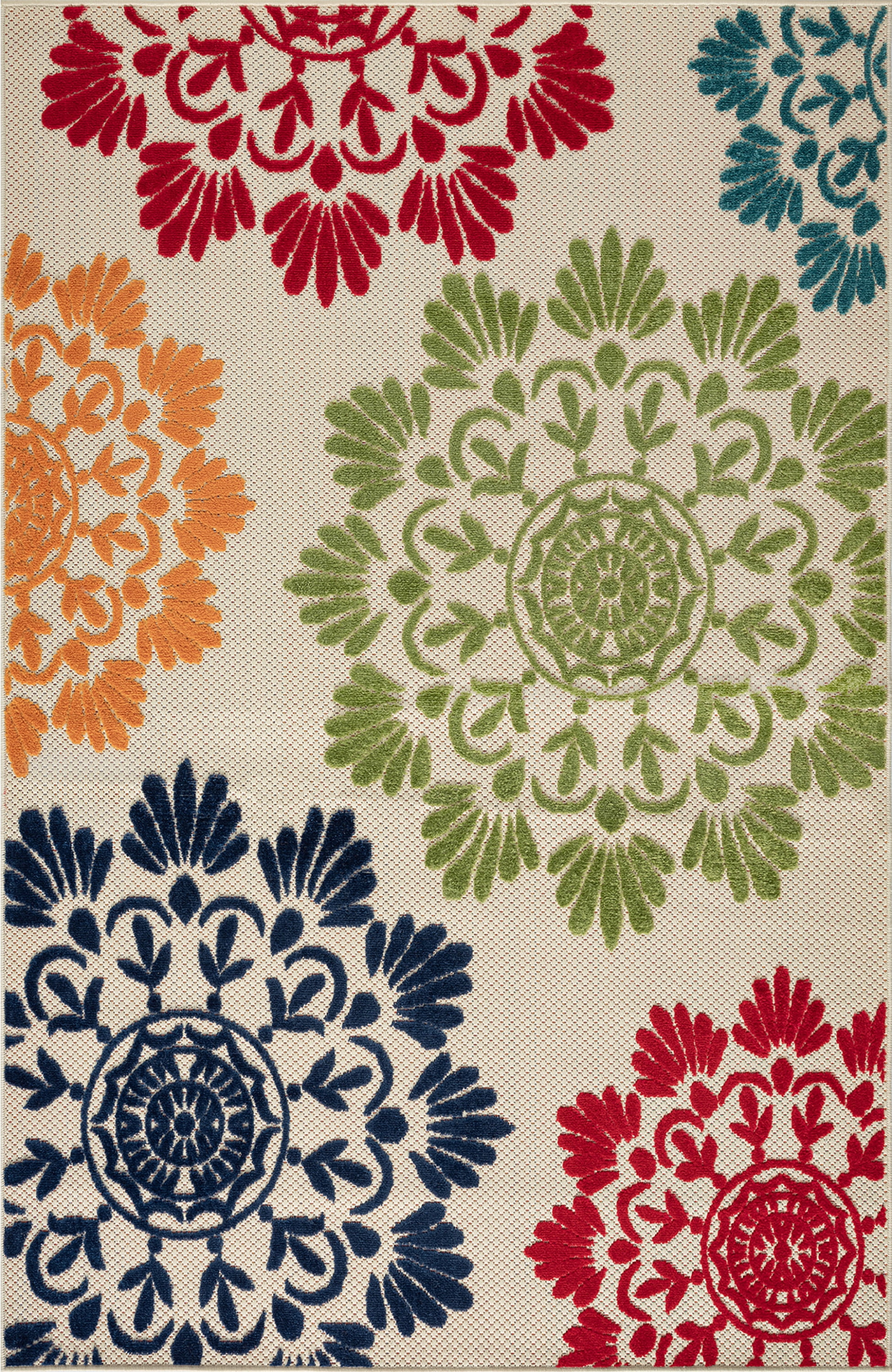 Oasis Modern Floral Multicolor Polypropylene Indoor Outdoor Area Rug, 7'x9' Rectangle