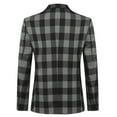 thumbnail image 4 of Cloudstyle Men's Slim Fit Single-Breasted Notch Lapel Blazer & Trousers 2-Piece Suit Set, Modern Checkered Pattern, 4 of 15
