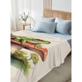 thumbnail image 4 of Full Size Flat Sheet Only, Mushroom Frogs Soft Brushed Microfiber Bed Sheets, Spring Floral Green Botanical Rustic Hotel Quality Breathable Bedding Top Sheet, Easy Care, 66"x102", 4 of 9