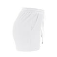 thumbnail image 6 of Idoravan Women Sets Clothing Womens Waffle Solid U-neck Long Sleeve Short European and American Fashion Casual Shorts Set, 6 of 9