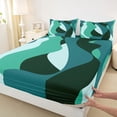 thumbnail image 3 of jejeloiu Abstract Geometric Line Twin Sheet Sets,Green Stripes Bedding For Men Women 3 Pieces, 3 of 7