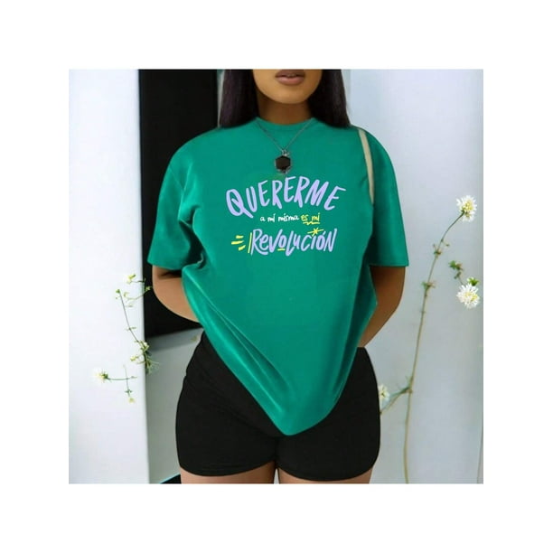 Playera Blusa De Quererme A Mi Misma Es Mi Revolucion Dia De La Mujer Color Verde Talla Grande Marca Emil SaEs