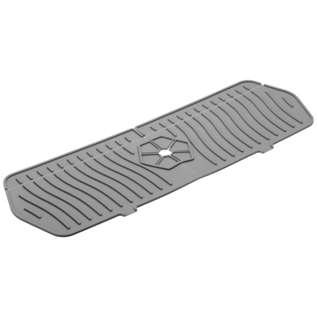 Protector de Salpicaduras de Cocina, 17.7" x 5.8" Tapete de Silicona para Grifo, Atrapa Agua de Baño, Cocina de Casa Rural y Caravana en Color Gris