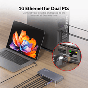 AV Access 8K KVM Switch 2 Monitors 2 Computers for Laptop & Desktop, 100W USB C Charge for Laptop, Ethernet, Docking Station Dual Monitor 8K@60Hz/4K@165Hz, 4xUSB 3.2, Audio, SD, Wired Remote Control(