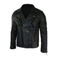 thumbnail image 2 of SouthBeachLeather Men's Black Brown Retro Vintage Quilted Designer Biker Leather Jacket (Medium, Black), 2 of 8