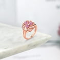 thumbnail image 4 of Gem Stone King 18K Rose Gold Plated Silver Heart Pink Moissanite 3-Stone Ring for Women (1.07 Cttw, Heart Shape 4MM, Gemstone Birthstone, Size 8), 4 of 4