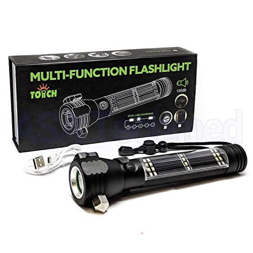 NATO® Solar LED Flashlight Tactical 9-in-1 Multi Tool Emergency Auto Camping USA 