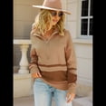 thumbnail image 4 of Suéter de Punto para Mujer, Suéter Extragrande con Media Cremallera y Larga, Sudadera con Capucha y Cremallera de un Cuarto, Otoño Caqui L, 4 of 10