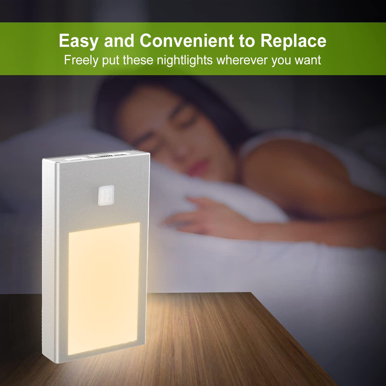 VST Motion Sensor Step Night Light, Rechargeable Battery Powered Stair Lights Indoor, Wireless Magnetic Suck Installation for Bedroom Hallway Stair Nursery Kids Room , 2.68 inch 3000K 3Pack Silver