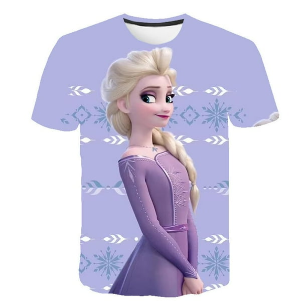 Ano 2023 camiseta de Frozen para ninos camisetas casuales con estampado 3D para chico camisetas de manga corta de dibujos animados para ninas camisetas de la serie Disney Elsa Princess Top7T Gao
