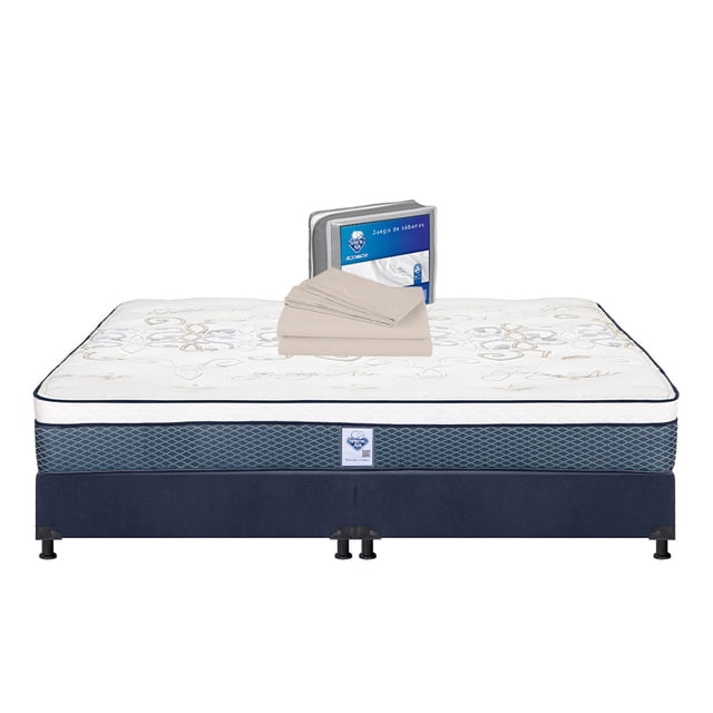 Colchón King SIze Cantabria Spring Air + Box + Juego de Sábanas