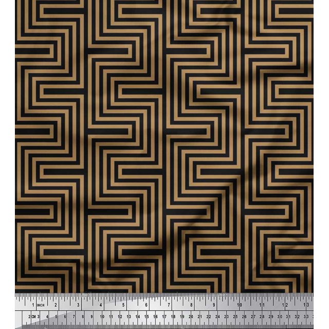 Soimoi Modal Satin Fabric Square & Spiral Geometric Printed Fabric 1 Yard 42 Inch Wide