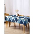thumbnail image 3 of Navy Blue Geometric Moroccan Rectangle Tablecloth, Abstract Art Blue Ombre Modern Waterproof & StainResistant Tablecloth, Washable Oil-proof Table Cover for Dining/Party/Wedding/Buffet 54x108 In, 3 of 9