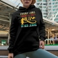 thumbnail image 2 of Every Girl Needs a Little Rip in Her Jeans, Women Fashion Statement, Black Hooded Sweatshirt or Hoodie, Small, 2 of 5