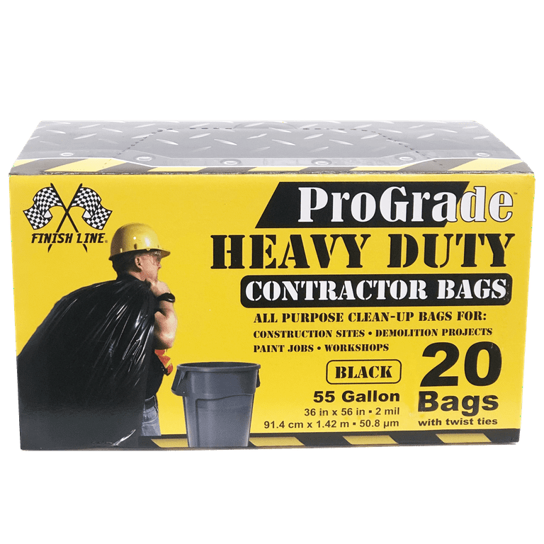 Iron Hold 15-Count 55 Gal Contractor Black Trash Bags with Wing