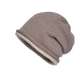 thumbnail image 2 of Women's & Men's Slouchy Knit Beanie, Fleece Lined Winter Hat with Detachable Pom Pom, Brass Buckle Ski Cap, Warm Elastic Hat for Cold Weather Khaki, 2 of 4