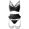 thumbnail image 2 of Gibobby Ropa sexy de mujer para sexo Conjunto de lencería para mujer, con tirantes ajustables y recorte de cintura alta, con tirantes ajustables(Negro, CH), 2 of 5