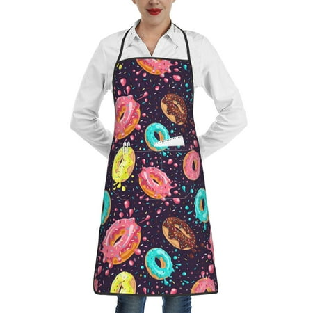 

Gaeub Donuts1 Kitchen Cooking Aprons Adjustable Bib Apron Waterdrop and Oil Resistant Kitchen Chef Apron for Women Men