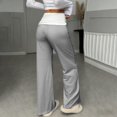 thumbnail image 7 of Delayuji Women's Wide Leg Pants Fitness Yoga Pants Stretchy Bell Bottoms Leggings Roll Over Pants, 7 of 7