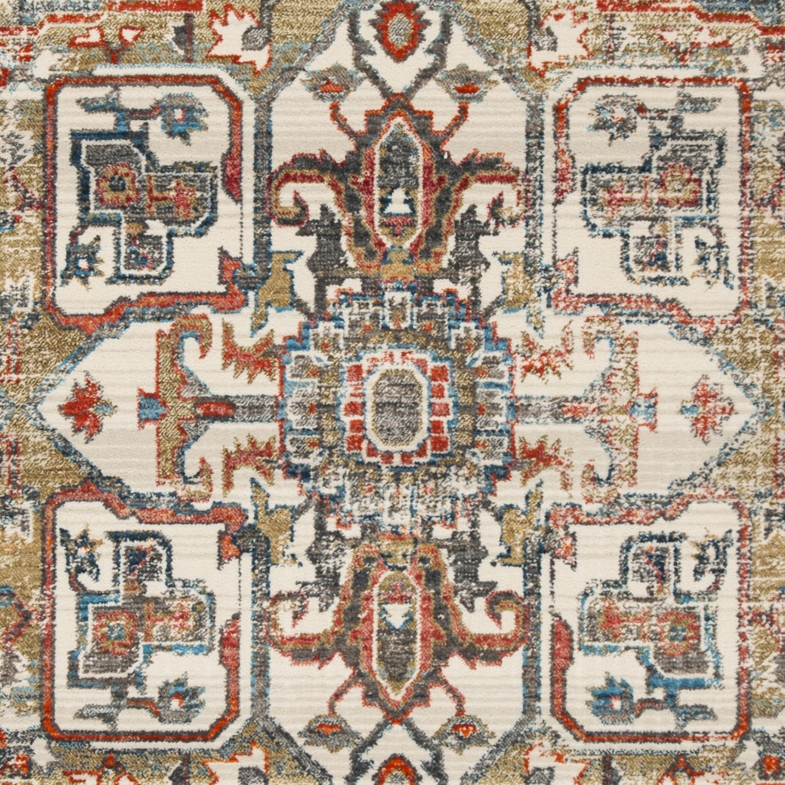 SAFAVIEH Vintage Persian Gerard Geometric Polyester Area Rug, Charcoal/Olive, 8' x 10'