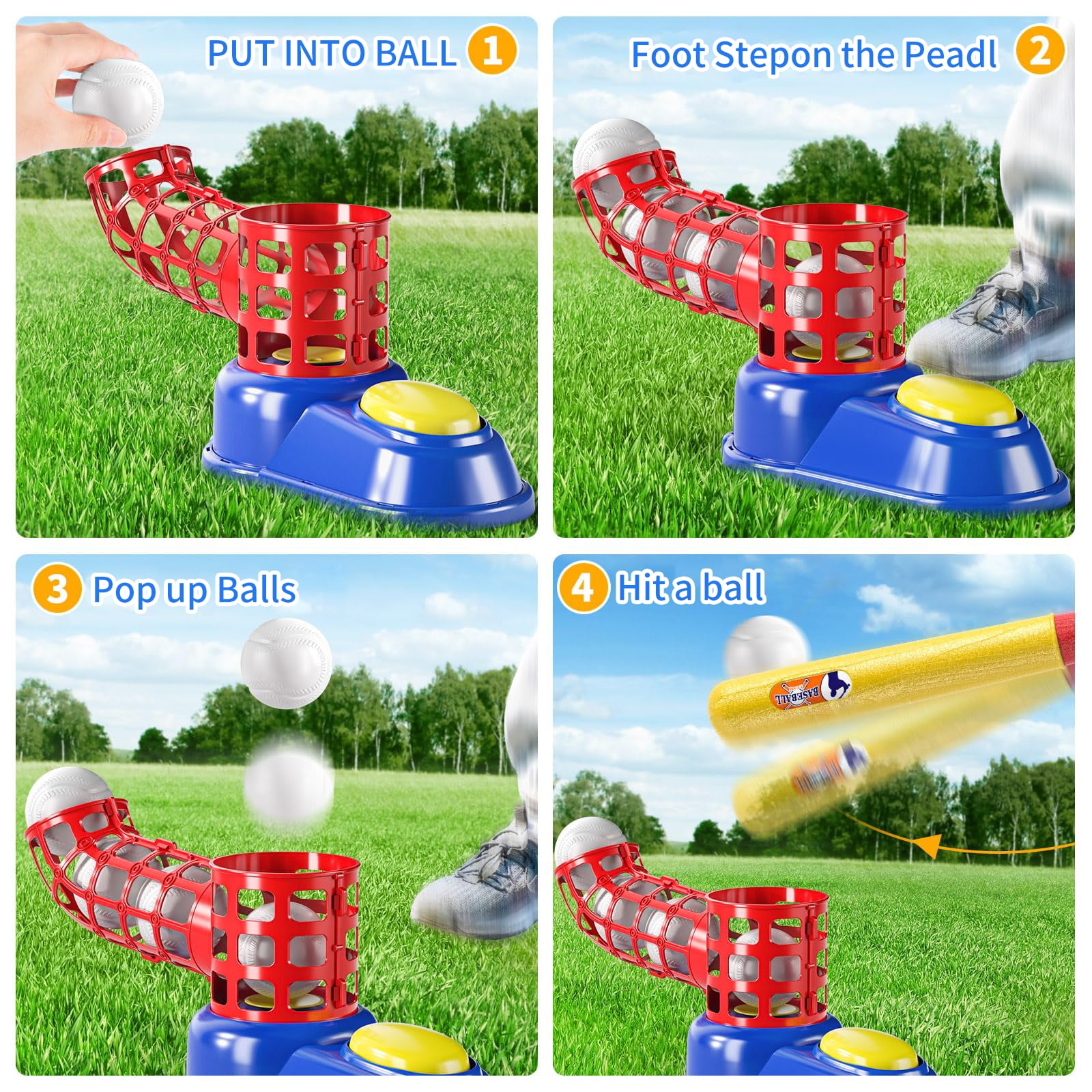 JUGAAD LIFE Tball Set Baseball Toys for Boys 3-6 Years Tee Ball Set for Kids Girls Outdoor Outside Sport Toys with 10 Balls-Blue