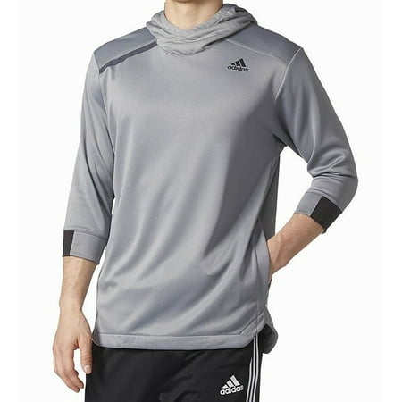 Adidas NEW Gray Mens Size Medium M Activewear Short Sleeve Hood Shirt