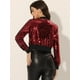thumbnail image 4 of Chaqueta De Lentejuelas Tipo Aviador Con Cremallera En La Parte Delantera Con Purpurina Brillante Para Mujer Negro rojo L, 4 of 6