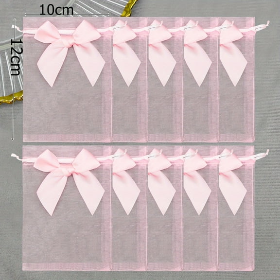 40 PCS 4"x4.7"(10x12cm) Premium Sheer Organza Bags Pink Wedding Favor Bags Jewelry Gift Bags for Party Christmas Festival
