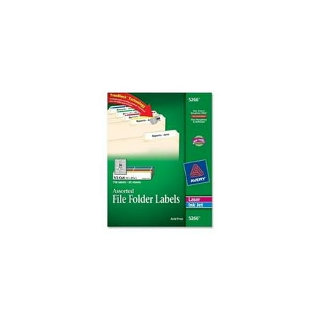 Avery Consumer Products Avery Consumer Products Permanent Filing Labels, . 33 Cut, 750-PK, RD-BE-GN-PE-YW