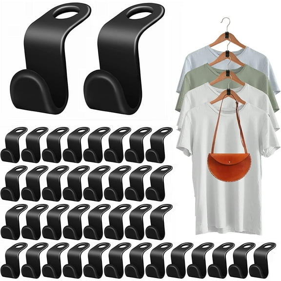 50Pcs Clothes Hanger Connector Hooks Hanger Space Saving Closet Organizer Space Triangles for Closet Hanger (Black)