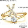 thumbnail image 2 of GHSDFBB Initial Letter Ring for Women Girls Gold Stackable Alphabet Rings with Initial Adjustable Crystal Inlaid Initial Rings Bridesmaid Gift, 2 of 6