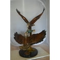 thumbnail image 3 of Nifao Two Eagles Fighting on Fish Bronze Statue – Home Decor Sculpture, 33"L x 28"W x 42"H, 3 of 15