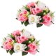 thumbnail image 1 of Bolas de flores para centros de mesa, 2 piezas de ramo de flores artificiales, bolas de rosas falsas para bodas, fiestas, día de San Valentín, decoración del hogar, rosa y blanco, 1 of 4