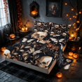 thumbnail image 2 of Homewish Halloween Sugar Skull Queen Sheets, Flower Butterfly Queen Sheet Sets, Black Cream Orange, 4-Piece (1 Flat Sheet, 1 Fitted Sheet and 2 Pillowcases), 2 of 4