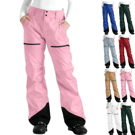 Gamivast Snow Pants Women Waterproof Color Block Straight Leg Ski Pant with Pocktes Lightweight Winter Warm Snowboard Hiking Pants for Outdoor