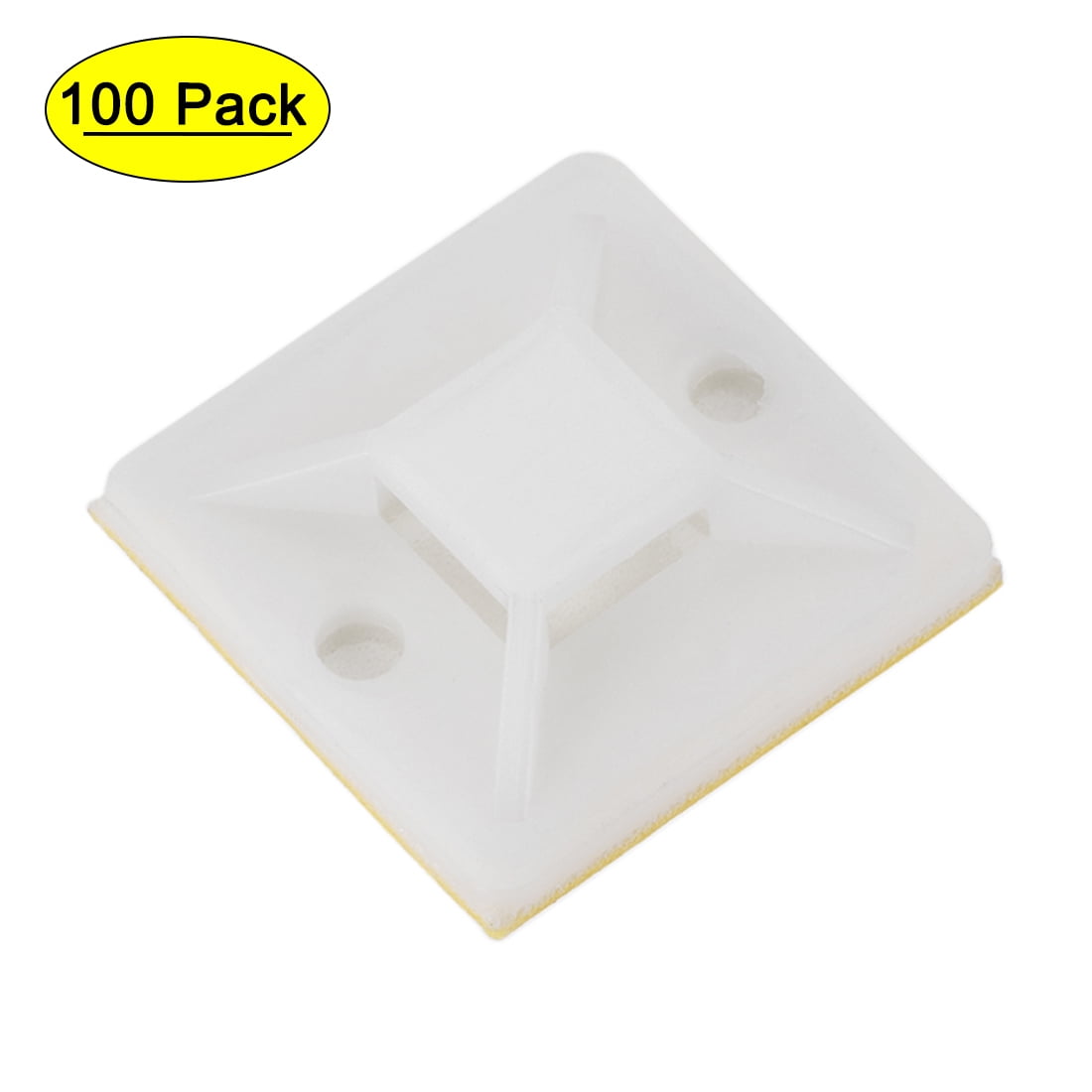 Uxcell Cable Base Holders Adhesive Square Wire Fixer Zip Tie Fastener 1.18' x 1.18' x 0.3' White 100Pcs