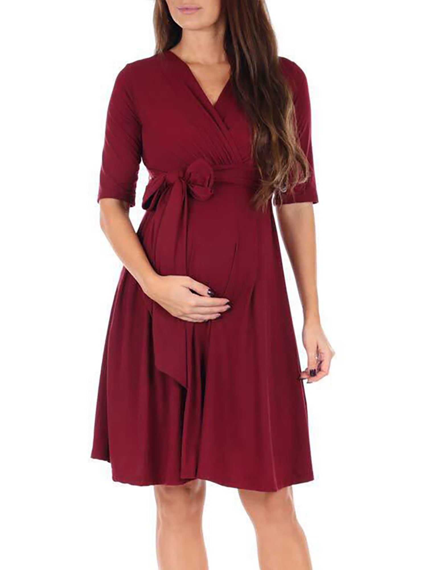 MAWCLOS Womens Short Sleeve Maternity Casual Dress Summer Baby Shower  Dresses V Neck Pregnancy Nightgown Dress - Walmart.com