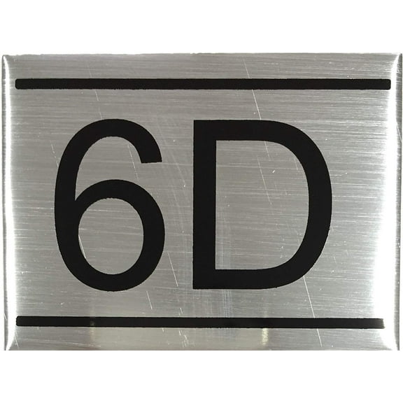 APARTMENT NUMBER SIGN -6D -BRUSHED ALUMINUM (2.25X3, Aluminium)