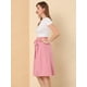 thumbnail image 4 of Allegra K Falda midi vintage de cintura alta elástica con cinturón para mujer Corazones rosados XS, 4 of 6