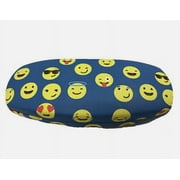 NEW Emoji Hard Metal Clamshell Eyeglasses Case Blue, with Blue felt-like interior- Fast Free Shipping is Included