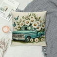 thumbnail image 2 of YANMS Hello Spring Daisy Flower Decorative Throw Pillow Covers, Floral Blue Truck Stripes Cushion Case Decor, Eucalyptus Leaves Butterfly Home Decoration for Sofa Couch, 2 of 5