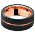 thumbnail image 2 of P. Manoukian Tungsten Wedding Band Ring 9mm for Men Women Black & 18K Rose Gold Plated Center Line Pipe Cut Brushed Polished Lifetime Guarantee Size 7.5, 2 of 4