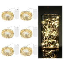 6 Pack Waterproof Fairy Lights Battery Powered 7.2 ft 20 LED Silvery Copper Wire String Lights for Wedding Bedroom Party Christmas Indoor Outdoor Decor Warm White Beige