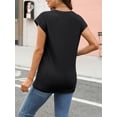 thumbnail image 5 of CUPTACC Womens Tops Casual Short Sleeve Ladies Shirts Basic Trendy Elegant Tee Shirts Lightweight Cute Black XL, 5 of 6
