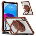 thumbnail image 2 of ELEHOLD Rotating Shockproof Case For Apple iPad 11th 10th Gen Full Body Protection Clear Rugged Cover, 360° Rotating Ring Hand Grip Stand, Nylon Shoulder Strap,Chocolate, 2 of 10