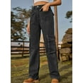 thumbnail image 3 of Women High Waisted Cargo Pants Wide Leg Casual Pants 6 Pockets Trousers Black Grey XXL, 3 of 5