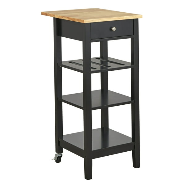 Mainstays Kitchen Island Cart with Drop Leaf Top, Black Finish