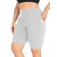 thumbnail image 4 of EINCcm Womens Plus Size High Waist Biker Shorts with Pockets Stretchy 12" Workout Running Short Leggings Summer Fashion Fitness Shorts, 4 of 6