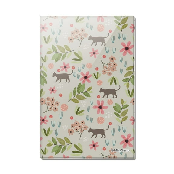 Cats and Flowers Rectangle Acrylic Fridge Refrigerator Magnet
